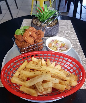 Seafood Basket & Chips + Salsa Salad